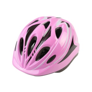 Casco de ciclismo infantil transpirable de color rosa sobre fondo blanco