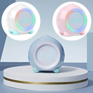 Despertador digital de lágrima azul con luz rgb de colores