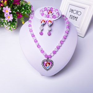 Juego de joyas de 4 piezas Princesa Sofía para niñas en perlas rosas y blancas