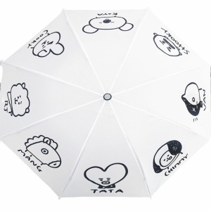 Paraguas estilo Kpop para niños blanco con motivos negros