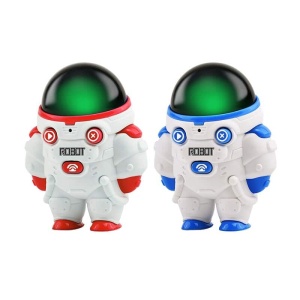 Astronauta walkie-talkie para niños en rojo y azul con luz verde