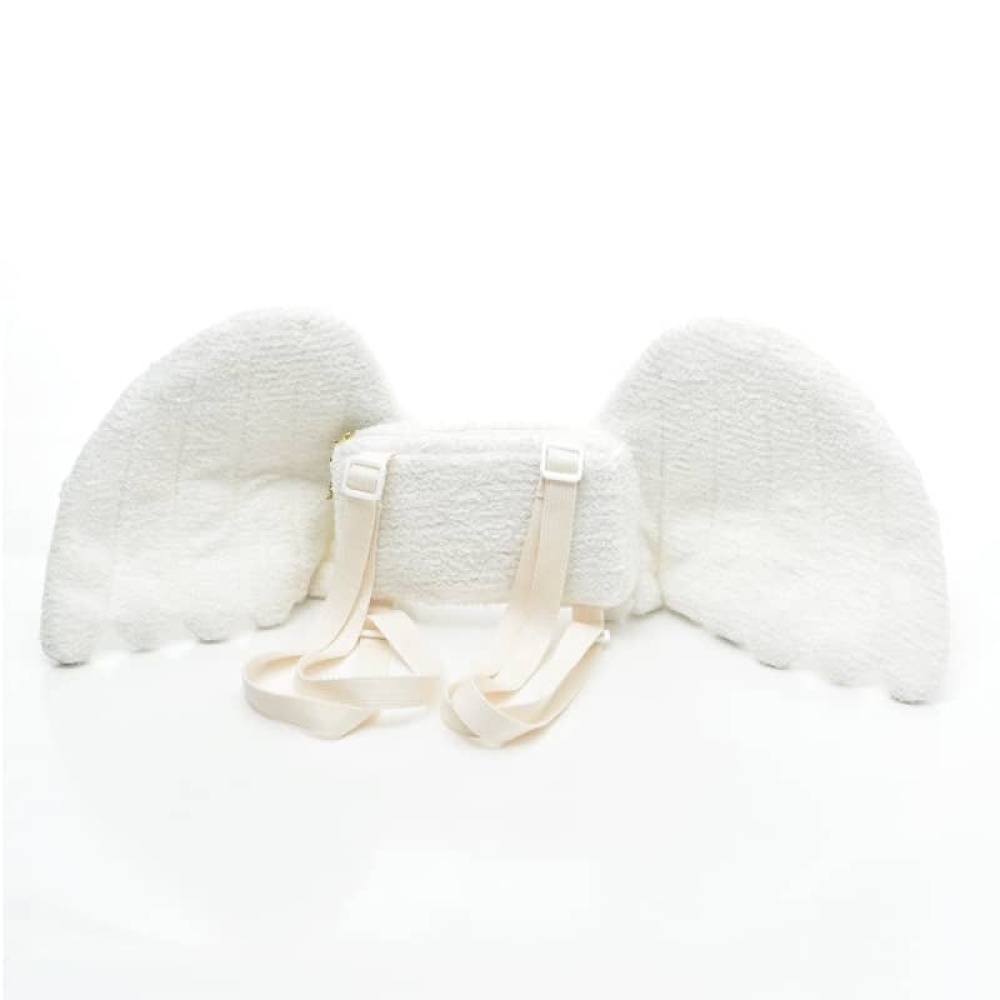 bolso de felpa con alas de ángel para niños en blanco