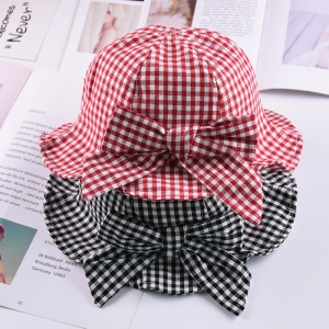 Sombrero de verano de algodón suave para bebé en cuadros rojos y negros