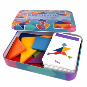 Colorido juego educativo de madera para niños con cartas blancas