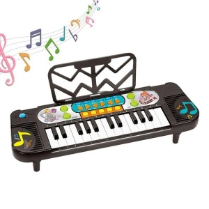 Piano electrónico de plástico blanco y negro de juguete para niños