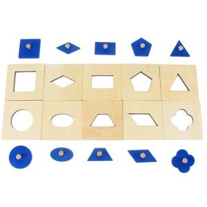 Puzzle de formas geométricas beige y azul