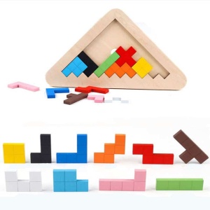 Puzzle tangram de madera multicolor