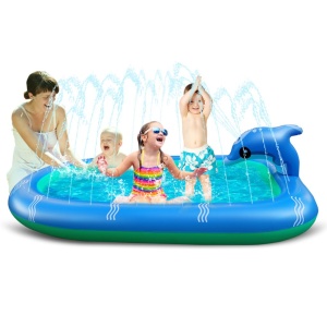 Barco hinchable de agua pulverizada con daulphin y niños dentro