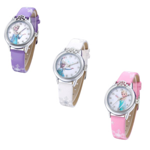 Pack de 3 relojes Frozen, morado, blanco y rosa con motivos de la reina de las nieves