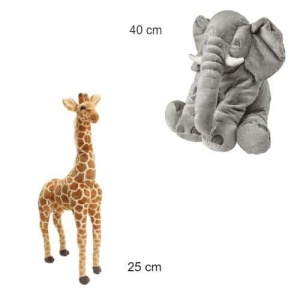 Pack de animales de la sabana elefante y jirafa para niños en gris y amarillo