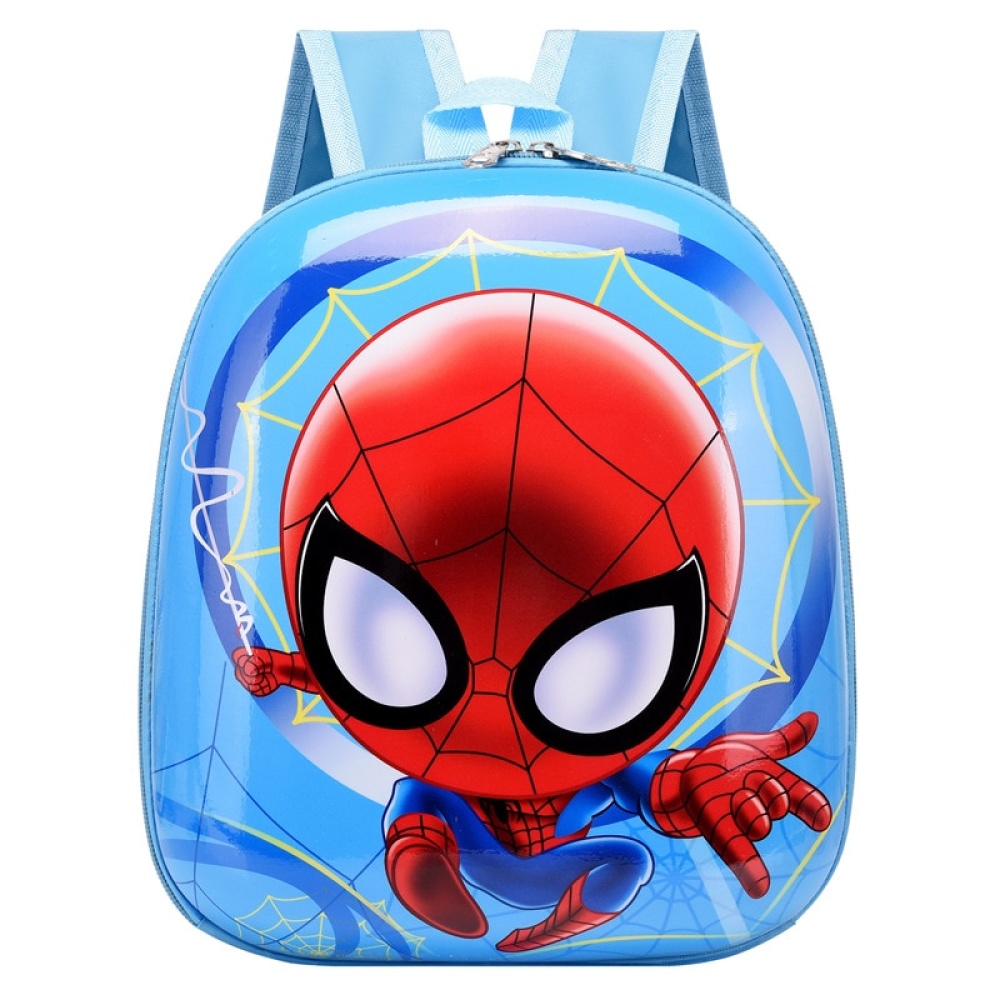 Simpática mochila infantil Spiderman azul con diseño rojo y grandes ojos