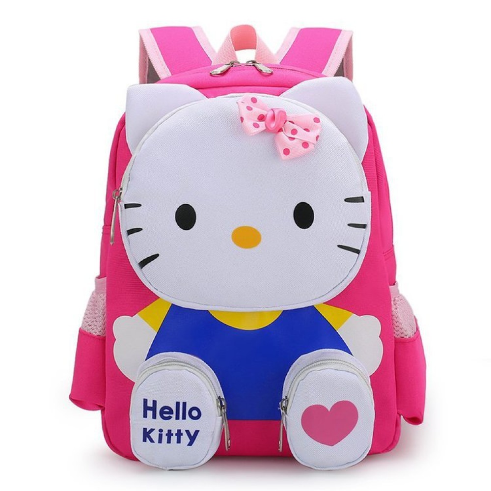 Mochila escolar Hello Kitty para niñas en rosa con hello kitty en la parte delantera en blanco y azul