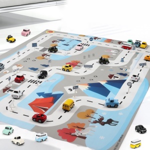 colorida alfombra de juego de coches para niños