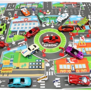 alfombrilla de circuito de coches de colores para niños con coches