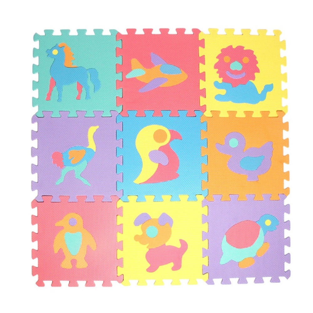 Alfombra puzzle multicolor con animales de espuma para niños
