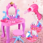 Tocador musical rosa y turquesa para niñas con accesorios y secador de caballo