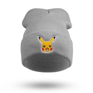 Gorro de punto infantil Pokémon gris con motivo pikachu