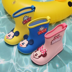 Botas de goma antideslizantes Mickey Mouse para niños en amarillo, azul y rosa agua
