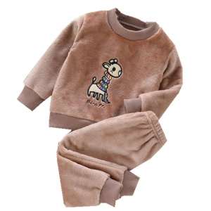 Pijama de vellón grueso de jirafa para niños en marrón