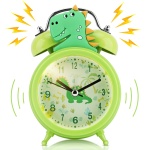 Bonito despertador verde para niños con motivo de dinosaurio