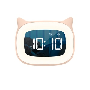 Despertador digital rosa con forma de gato