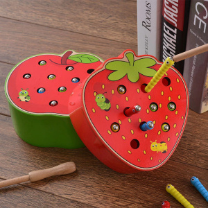 Set Montessori de manzanas y fresas para niños con base de madera y libros