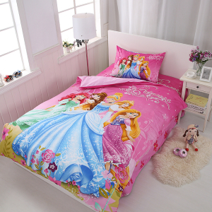 Colcha rosa de princesa para niños con fondo de dormitorio de niña